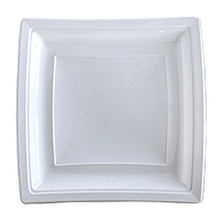 Grandes Assiettes Plastiques Carrées Luxe Blanc x10
