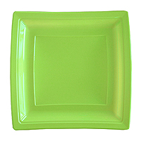 Assiette Plastique Carrée Lavable Luxe Vert Anis