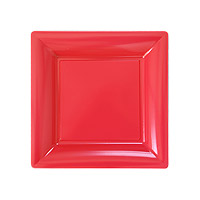 12 Petites Assiettes Carrées Réutilisables 18 cm Rouge