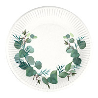 Assiettes Carton 22cm Couronne Eucalyptus x10