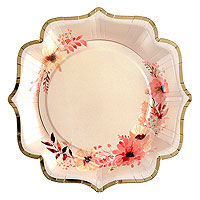 Assiette Carton Floral Terracotta Blush Forme Originale