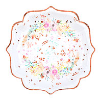 Assiettes Carton Fleuri Pétales Rose Gold x10