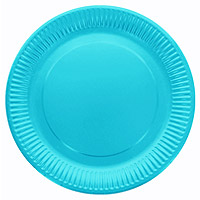 20 Assiettes Carton Rondes Turquoise