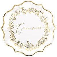 Assiettes Communion Jolis Brins Blanc et Or