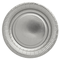 20 Assiettes Carton Rondes Gris Argent Satinées