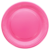 20 Assiettes Carton Rondes Rose Fuchsia