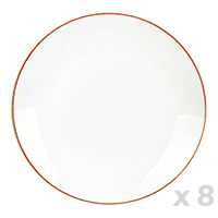 Ménagère Gourmet Assiettes Réutilisables Blanc Bordure Rose Gold