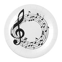 Assiettes Rondes Carton Notes de Musique x10