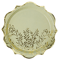 Assiettes Jolis Brins Vert Sauge Doré 23cm x8