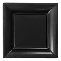 12 Grandes Assiettes Carrées Réutilisables 23.5 cm Noir