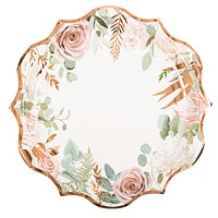 Assiettes Peony Végétal et Roses Bordure Dorée