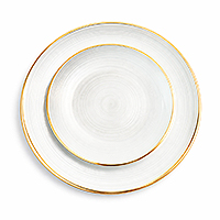 Combo 12 Assiettes Luxe Réutilisables Blanc Bordure Dorée