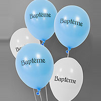 Le Lot de 8 Ballons Impression Baptême Bleu Ciel et Blanc