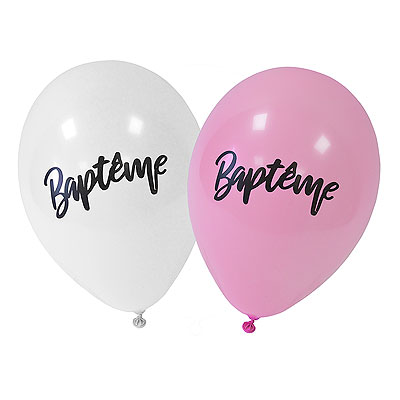 Ballon Baptême Rose et Blanc Personnalisé