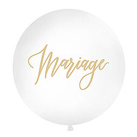Ballon Géant Mariage 1m Blanc Doré