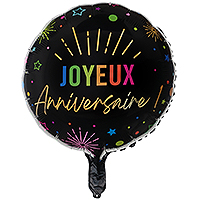 Ballon Mylar Joyeux Anniversaire Noir Multicolore