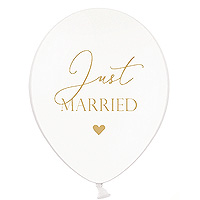 Ballons Just Married Blanc et Ocre Doré x10