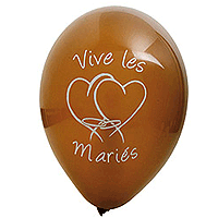 Lot de 8 Ballons Vive les Mariés Double Coeur
