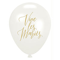 Ballons Vive Les Mariés Blanc Doré