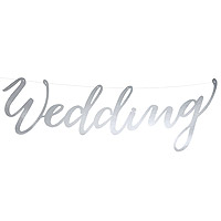 Banderole Lettrage Wedding Argent
