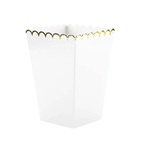 Boites Carton Pop Corn Festonnée Blanc Doré x8