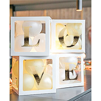 Boite Cube Ballon Blanc Stickers Love Or