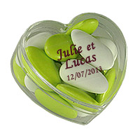 Boites Coeur PVC Transparent Dragées Couleur Lot de 6