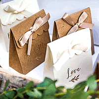Boite Cadeau Contenant Mots d'Amour Kraft et Doré Mariage