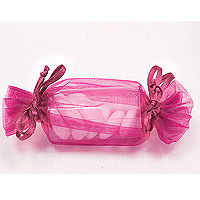 Bonbon Pvc et Organza Fuchsia Contenant Dragées x1