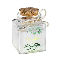 Bougie Baptême Doré Pot Verre Carré Bouchon Liège