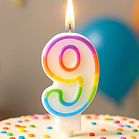 Bougie Chiffre 9 Multicolore