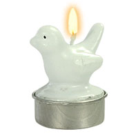 6 Bougies Colombe Laquée Blanche Boîte Cadeau Satin