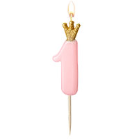 Bougie Anniversaire Rose Chiffre 1