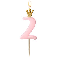 Bougie Anniversaire Rose Chiffre 2