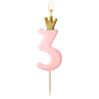 Bougie Anniversaire Rose Chiffre 3