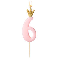 Bougie Anniversaire Rose Chiffre 6