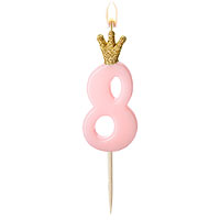 Bougie Anniversaire Rose Chiffre 8