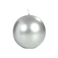 Petite Bougie Ronde Sphère Boule 6 cm Gris Argent