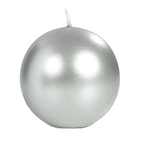 Bougie Ronde Boule 8cm Gris Argent pas cher