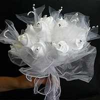 Bouquet Mariée Roses Organza