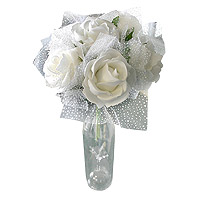 Bouquet Roses Blanches Tulle Mariage