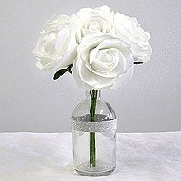 Bouquet 8 Roses Blanches Artificielles