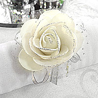 Ronds de Serveiette Rose Pailletée Blanc Mariage