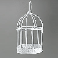 Mini Cage à Oiseau Blanche Contenant Dragées
