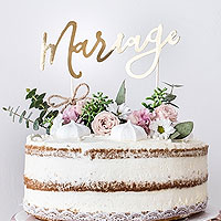 Cake Topper Mariage Doré