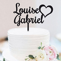 Cake Topper Personnalisé Coeur Noir