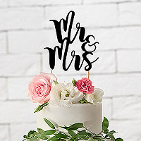 Cake Topper Mariage Mr and Mrs Noir