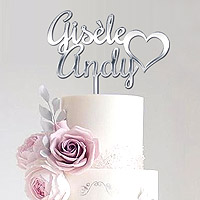 Cake Topper Personnalisé Miroir Argenté