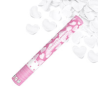 Canon Confettis Coeurs Blancs Biodégradables 40cm