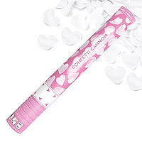 Grand Canon Confettis Coeurs Blancs Biodégradables 60cm